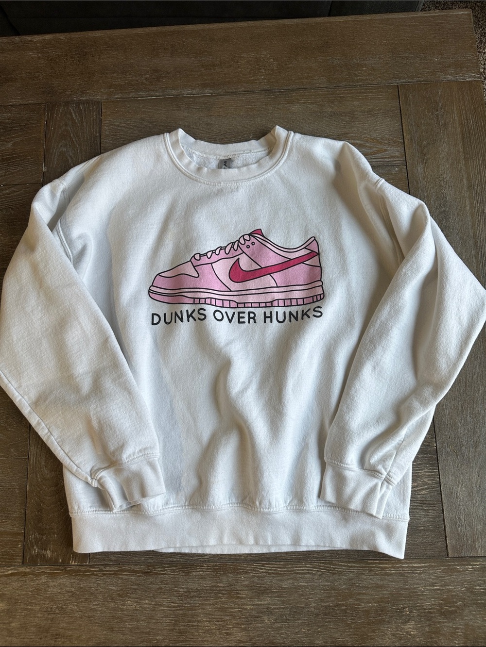 Nike White Crewneck with Pink Sneaker Graphic